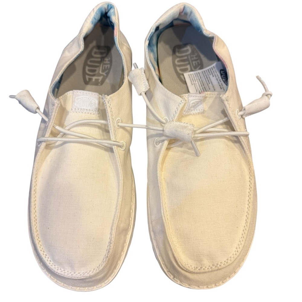 Hey Dude Women’s Silk Moon White Wendy Casual Canvas Slip On Shoes sz 9